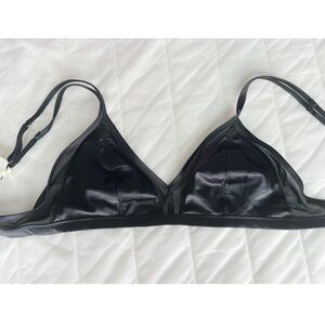 Aerie Satin Black Triangle Bralette